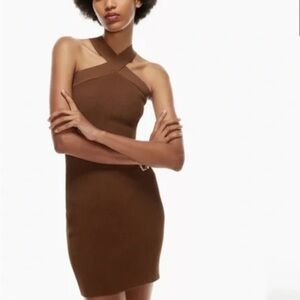 Elegant Brown Halter Dress